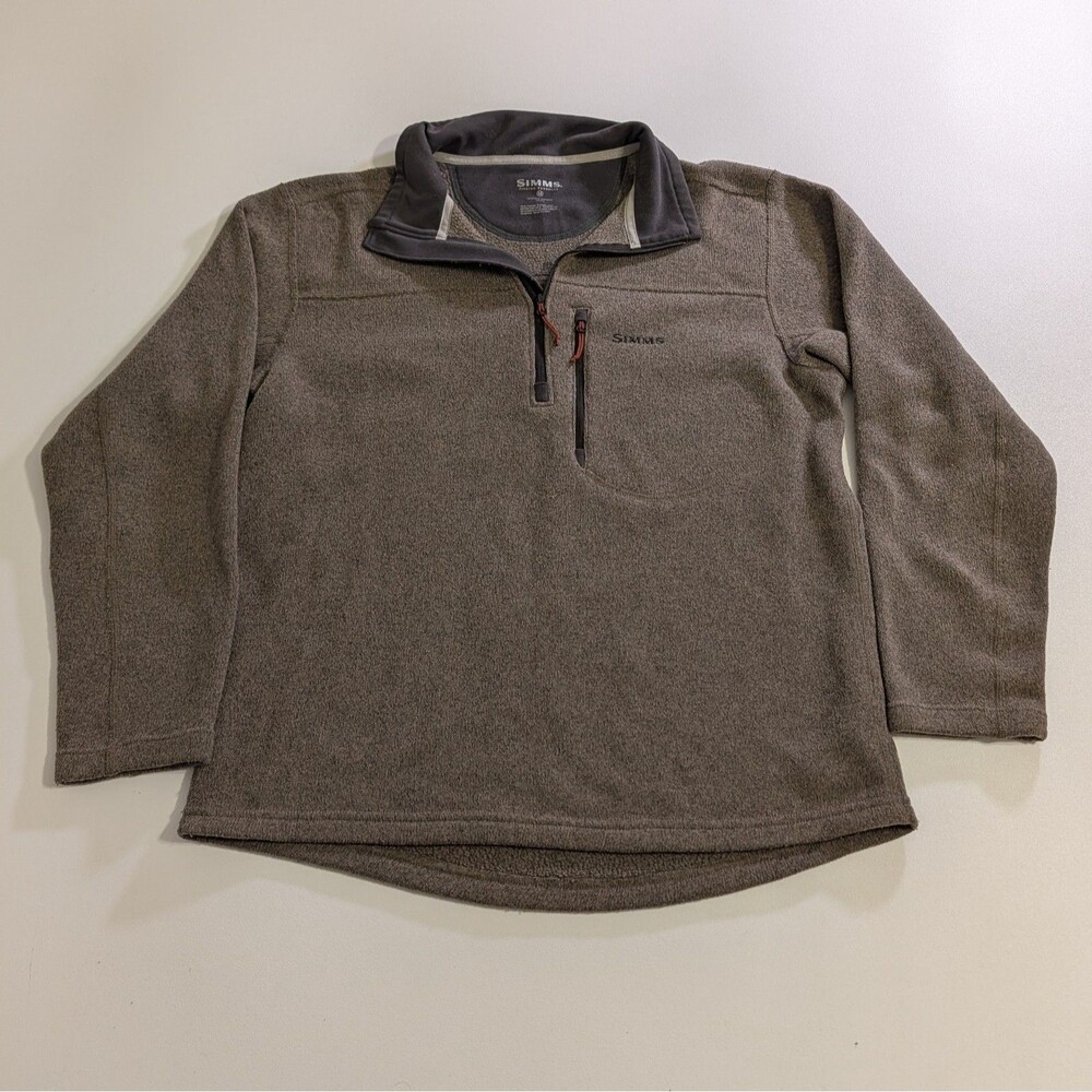 Simms 1/4 Zip Fleece Sweater Pullover Men's Medium Brown Outdoors Fishing
